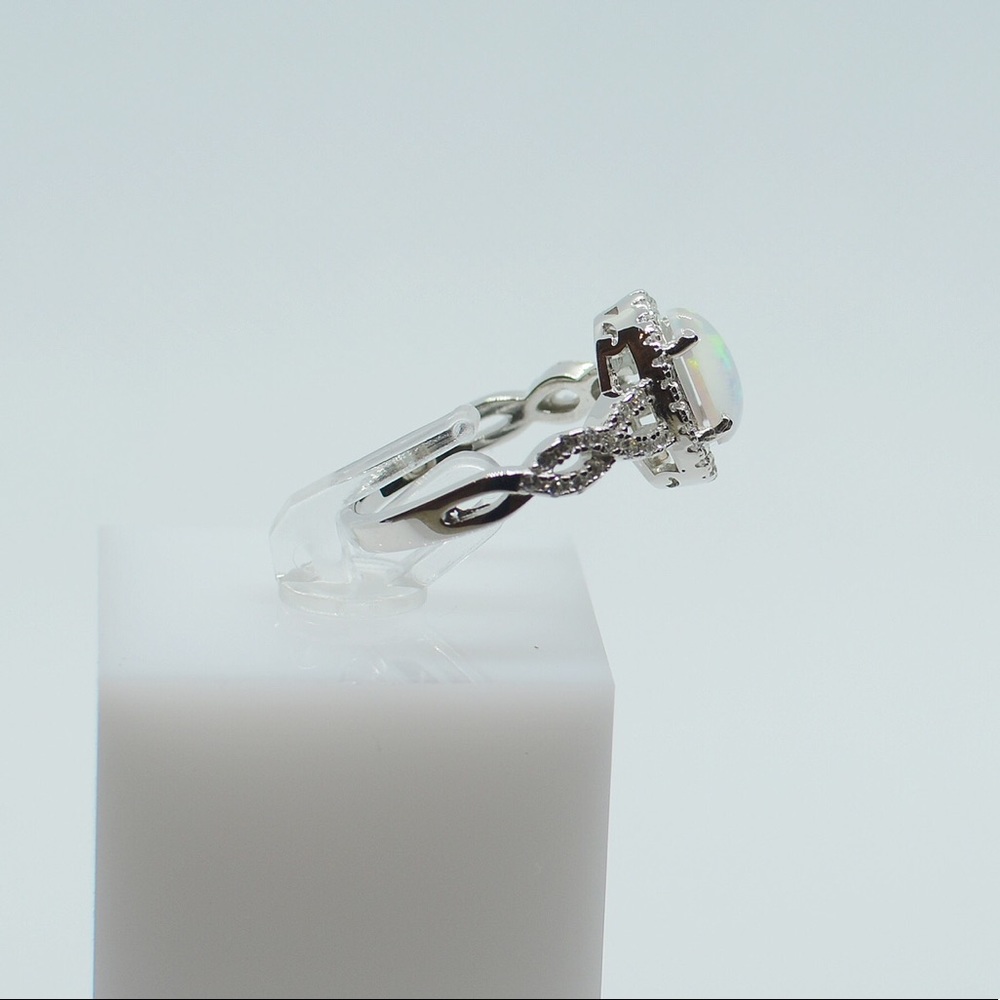925 Sterling Silver Filigree Style White Opal Ring - Picture 3 of 4